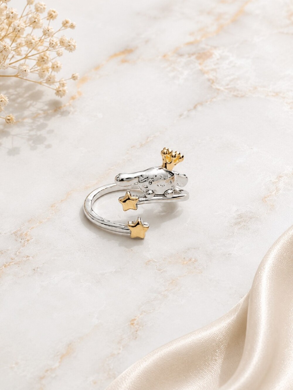 Sanrio Cinnamoroll S925 Sterling Silver Adjustable Ring Kawaii Anime Jewelry